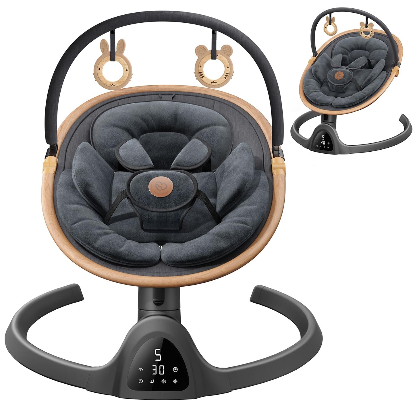 Baby Swings for Infants, Bluetooth Infant Swing with Music Speaker with 3 Seat Positions, 5 Speeds and Remote Control - Portable Baby Swing for Indoor and Outdoor (Black)