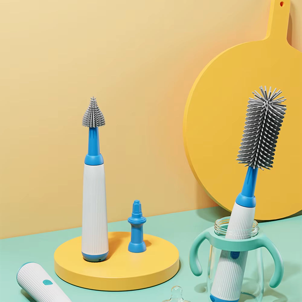 Electric Baby Bottle Brush 1500Mah Multipurpose Silicone Cordless Infants Babe Milk Bottle Nipple Clean Brushes with Extensions