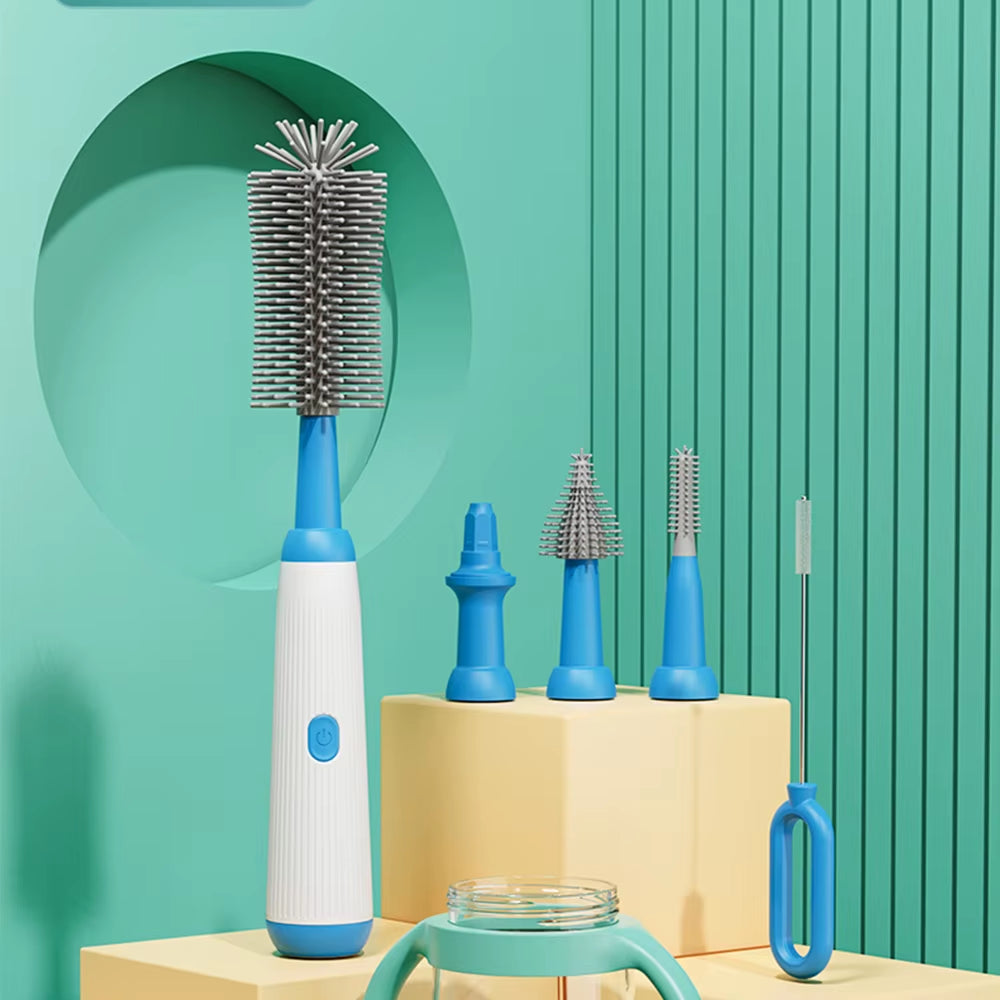 Electric Baby Bottle Brush 1500Mah Multipurpose Silicone Cordless Infants Babe Milk Bottle Nipple Clean Brushes with Extensions