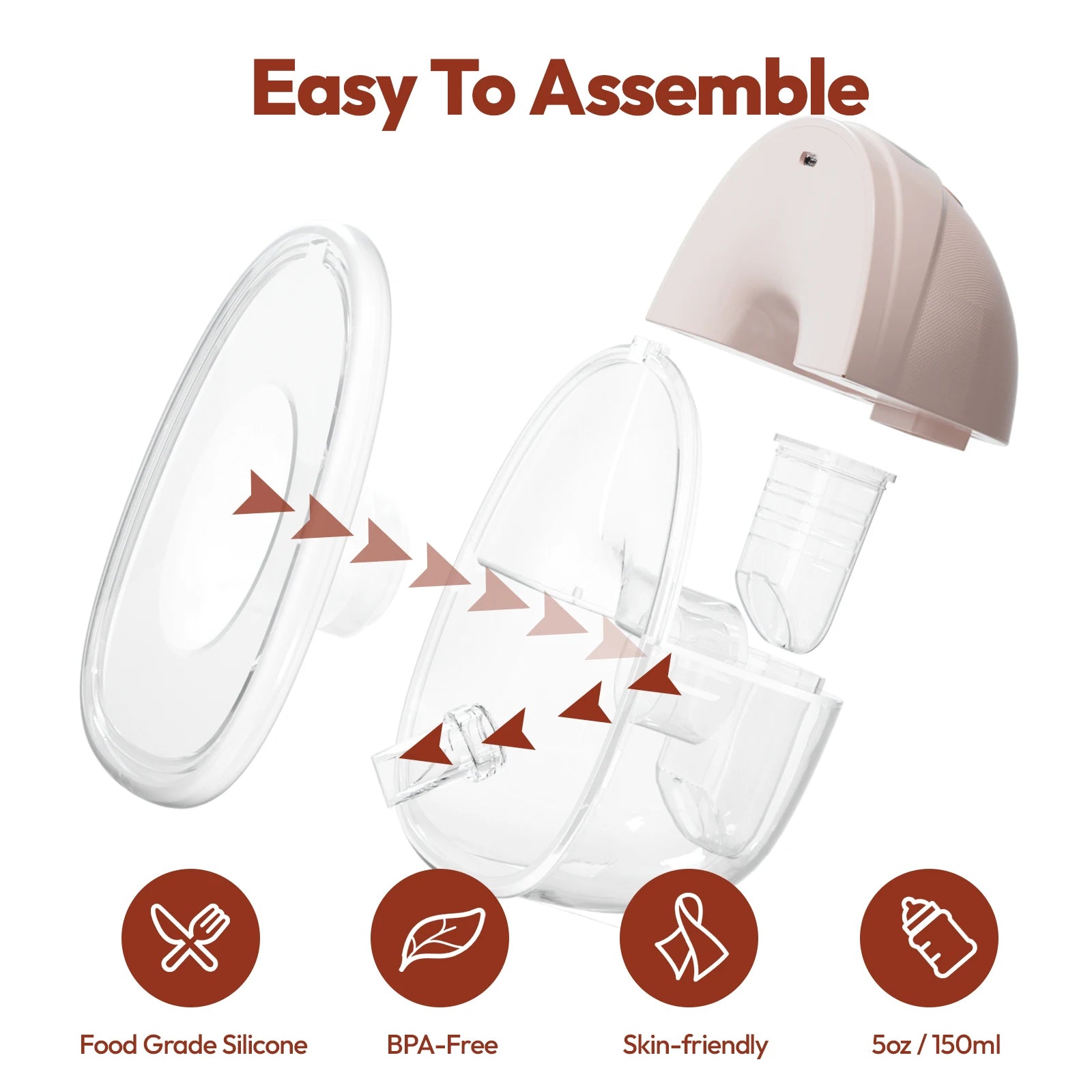 Electric Breast Pump,Wearable for Breastfeeding,Hands-Free, 4 Modes 9 Levels, 3 Flange Sizes(19/21/24Mm), Smart Display