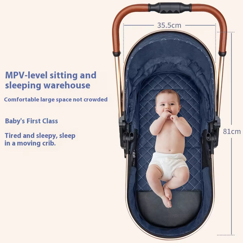 Premium High View Stroller Convertible Reclining Seat with Lightweight Fold, 2 Way Shock Absorption for Newborns to Toddlers