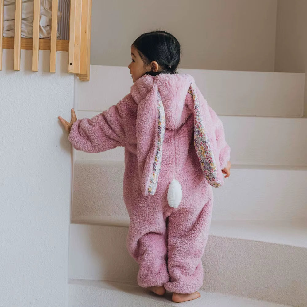 Spring Baby Girls Boys Rabbit Romper Newborn One-Piece Jumpsuit Hooded Pajamas Boys Plush Homewear Outfits Baby Costume