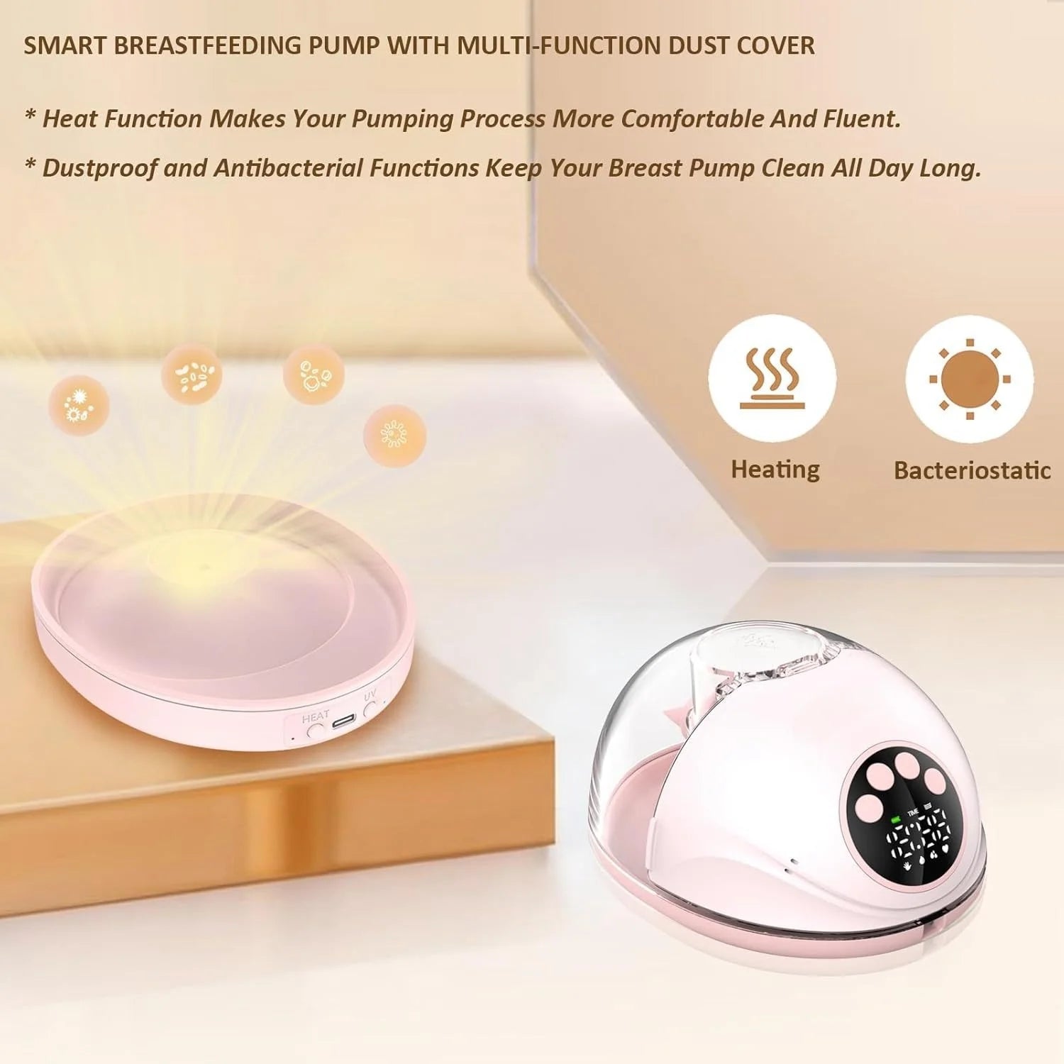 Breast Pump Electric Handsfree BPA Free with Heating & UV Sterilize Lid Optional Wireless Upgrade Wearable Breastfeeding Pump