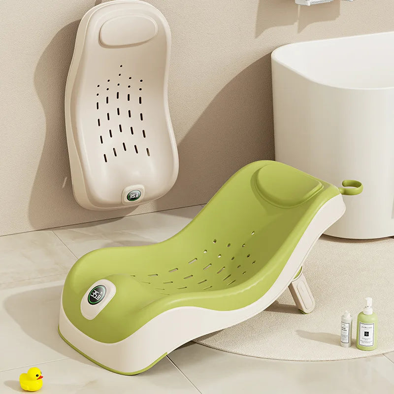 Real-Time Temperature Silicone Baby Take a Bath Bathtub Non-Slip Foot Bath Bucket Folding Bathroom with Temperature Sensing