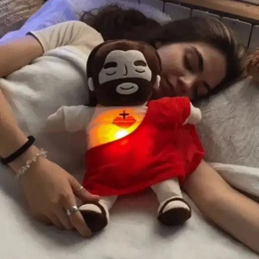 Cartoon Breathing Jesus Plush Soothing Toys Doll Baby Children Soft Lamp Music Sleep Soothes Companion Kid Easter Christma Gift