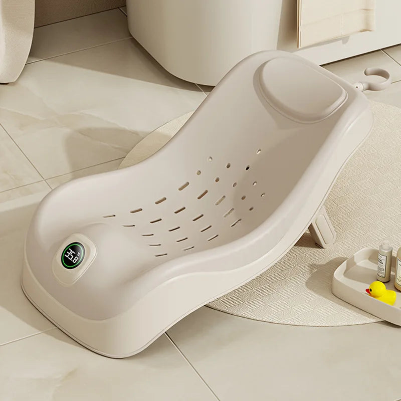 Real-Time Temperature Silicone Baby Take a Bath Bathtub Non-Slip Foot Bath Bucket Folding Bathroom with Temperature Sensing