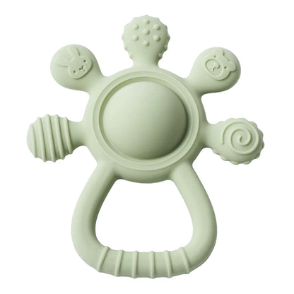 BPA Free Silicone Teether Food Grade Baby 0-12 Toys Teething Rattle Sensory Toys for Toddlers Silicone Hand Bell Soothing Toys