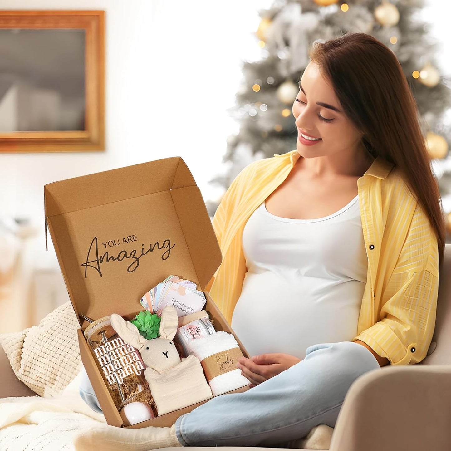 7PCS New Mom Care Package after Baby, New Mom Gifts for Women, Baby Shower Gifts for Expecting Mom to Be, Postpartum Gifts for Mom, First Time Pregnancy Moms Mothers Day Birthday Gifts