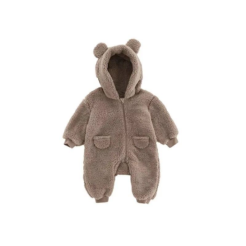 Autumn Spring Clothes Newborn Baby Boys Fleece Cotton Jumpsuit for Baby Girls Hooded Romper Infant Christmas Costumes 0-18M