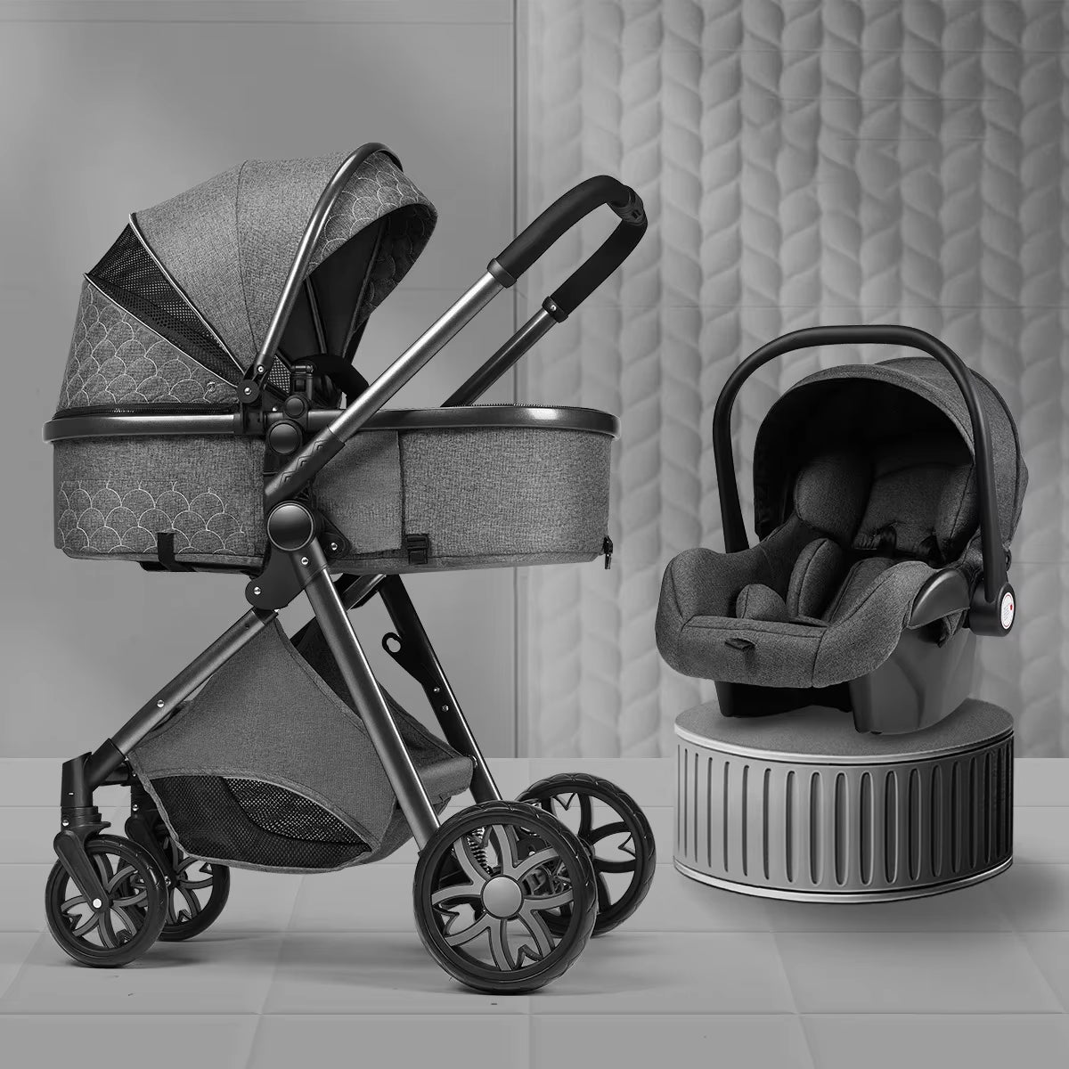 Premium High View Stroller Convertible Reclining Seat with Lightweight Fold, 2 Way Shock Absorption for Newborns to Toddlers